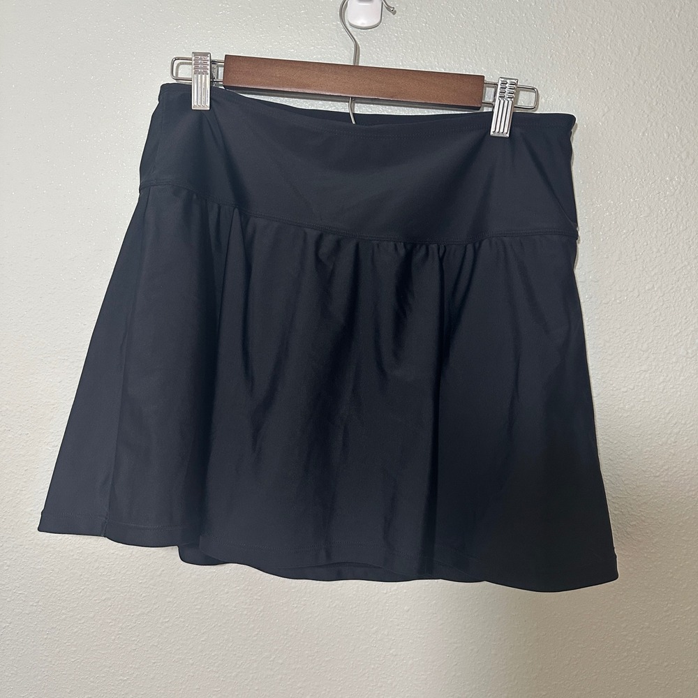 Shapermint Essentials Womens XL Black Swim Skirt Ruffle Built-in Brief